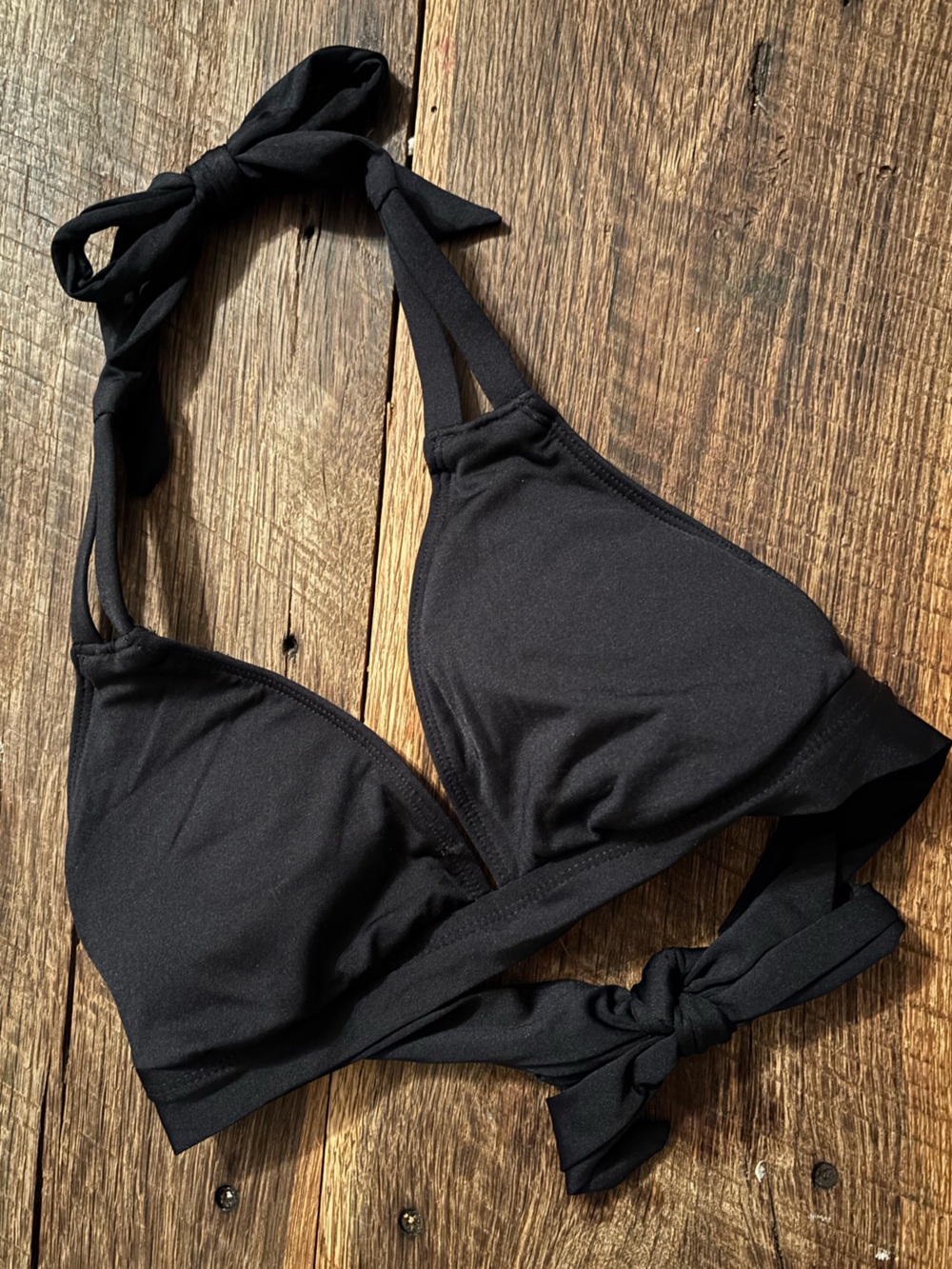 Black Tie-Halter Bikini Top